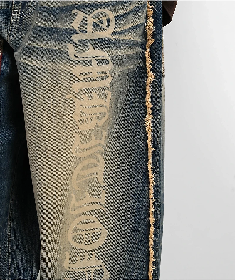 Ninth Hall Astray Ambition Blue Wash Ultra Wide Patchwork Jeans