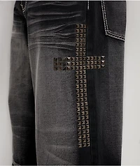 Ninth Hall Astray Disciple Stud Cross Black Wash Loose Fit Jeans