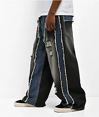 Ninth Hall Astray Double Destroy Black & Blue Loose Fit Jeans