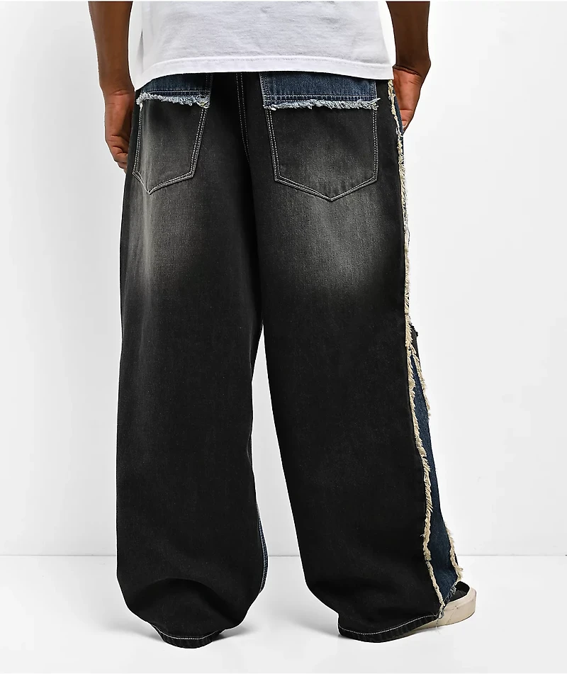 Ninth Hall Astray Double Destroy Black & Blue Loose Fit Jeans