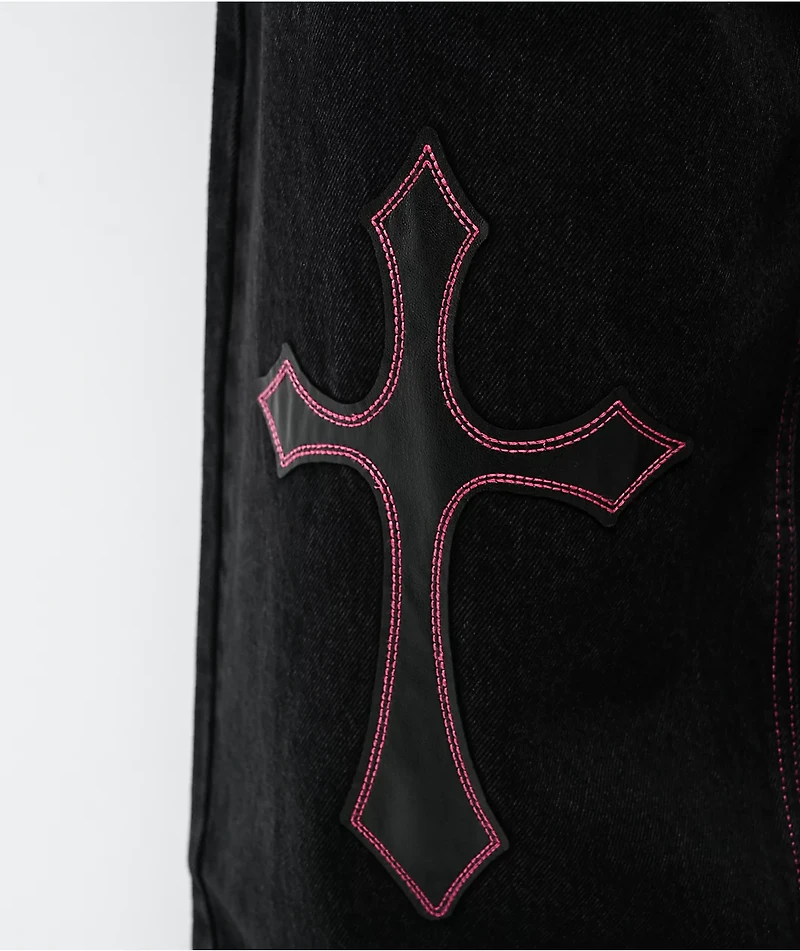 Ninth Hall Astray Pink & Black Thunderhead Wash Ultra Wide Patchwork Jeans