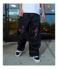 Ninth Hall Astray Pink & Black Thunderhead Wash Ultra Wide Patchwork Jeans