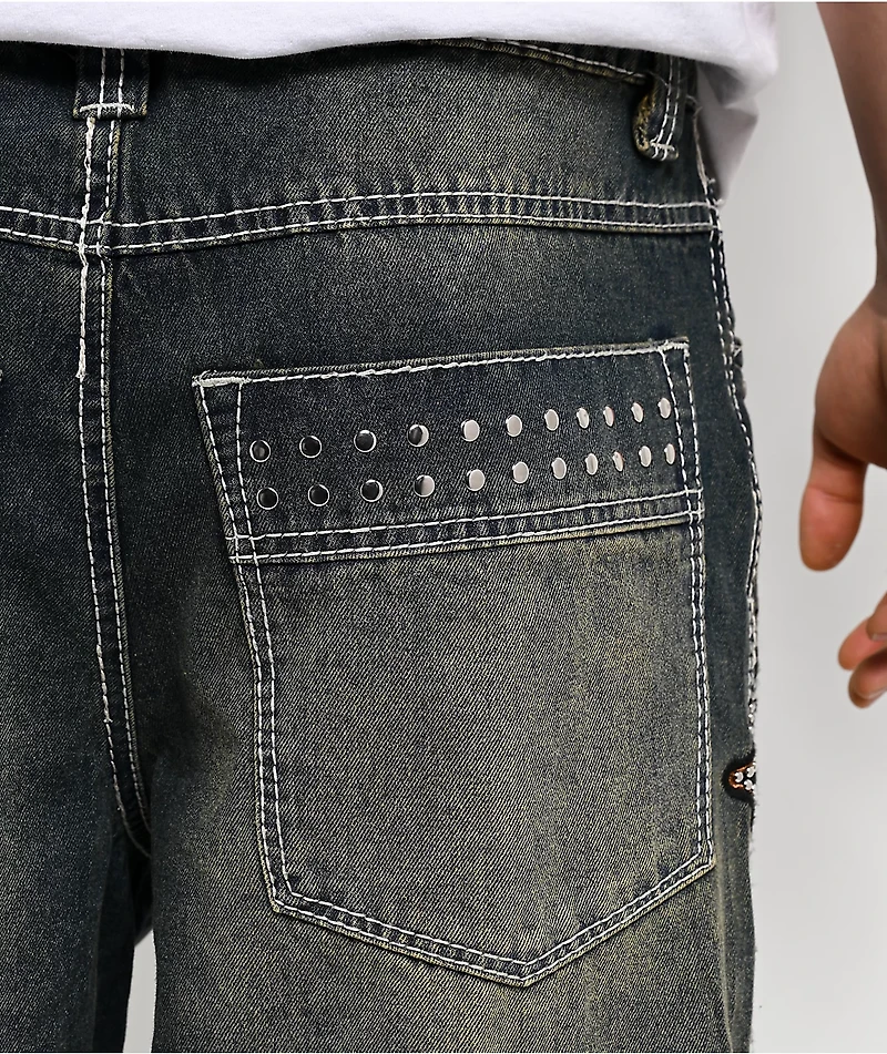 Ninth Hall Astray Preach Blue Wash Ultra Wide Jeans