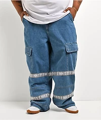 Ninth Hall Astray Strapped Blue Wash Ultra Wide Cargo Jeans
