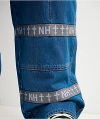 Ninth Hall Astray Strapped Blue Wash Ultra Wide Cargo Jeans