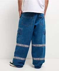 Ninth Hall Astray Strapped Blue Wash Ultra Wide Cargo Jeans
