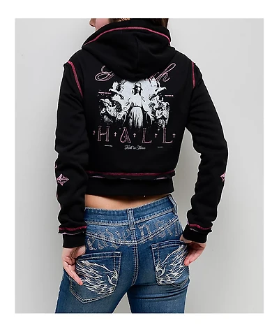 Ninth Hall Avani Black Thermal Crop Zip Hoodie