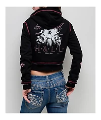 Ninth Hall Avani Black Thermal Crop Zip Hoodie