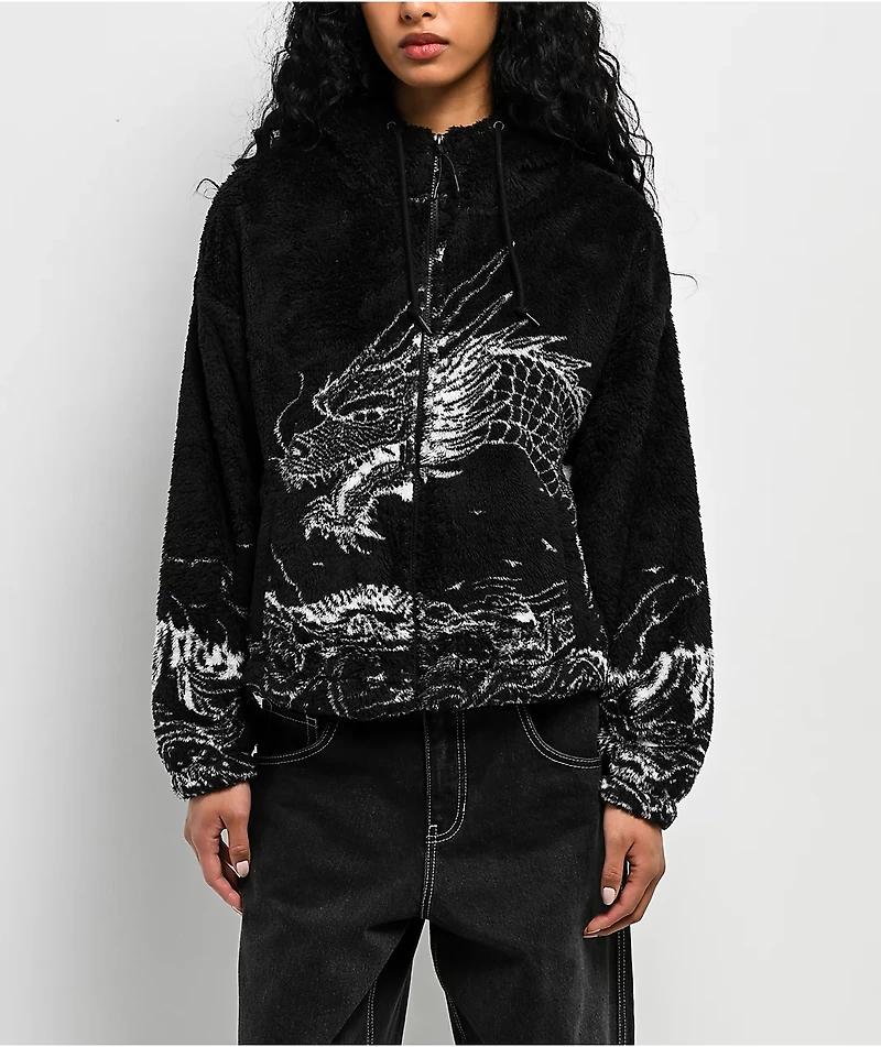 Ninth Hall Aven Dragon Black Sherpa Zip Hoodie
