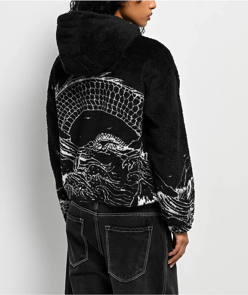 Ninth Hall Aven Dragon Black Sherpa Zip Hoodie