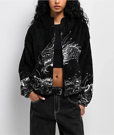 Ninth Hall Aven Dragon Black Sherpa Zip Hoodie