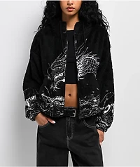 Ninth Hall Aven Dragon Black Sherpa Zip Hoodie
