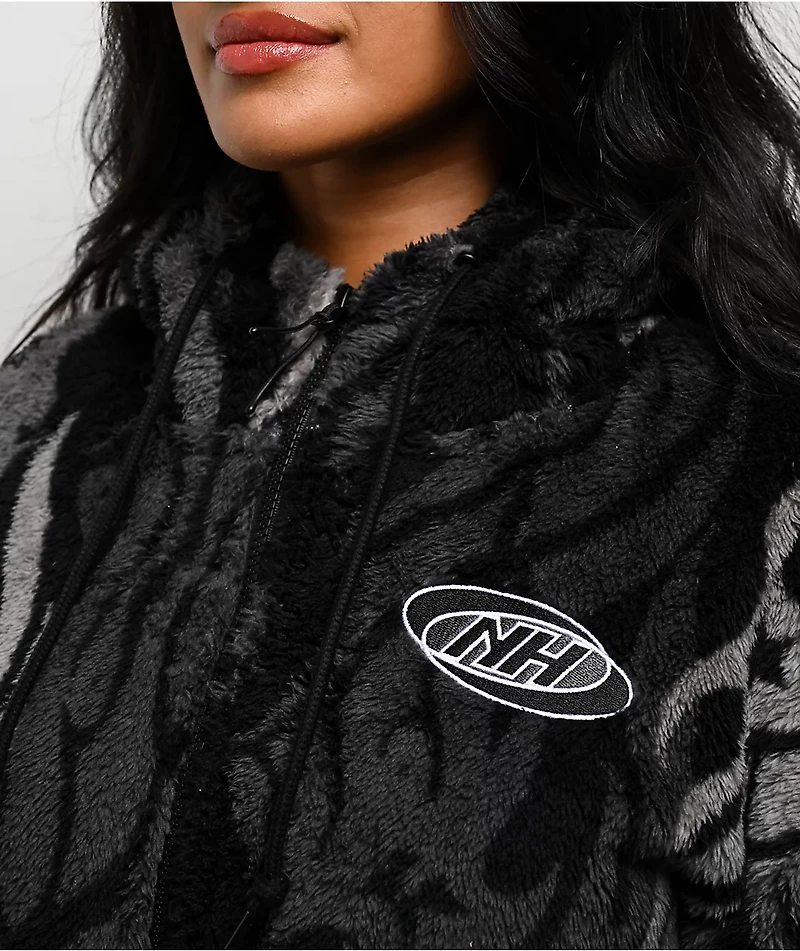 Ninth Hall Aven Flames Grey Sherpa Zip Hoodie