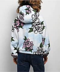 Ninth Hall Aven Tiger Cherry White & Blue Sherpa Zip Hoodie