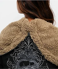 Ninth Hall Ayla Faux Fur Trim Black Hooded Bomber Jacket