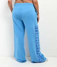 Ninth Hall Baddie Talk Blue Wide Leg Sweatpants