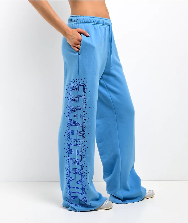 Ninth Hall Baddie Talk Blue Wide Leg Sweatpants