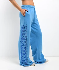 Ninth Hall Baddie Talk Blue Wide Leg Sweatpants