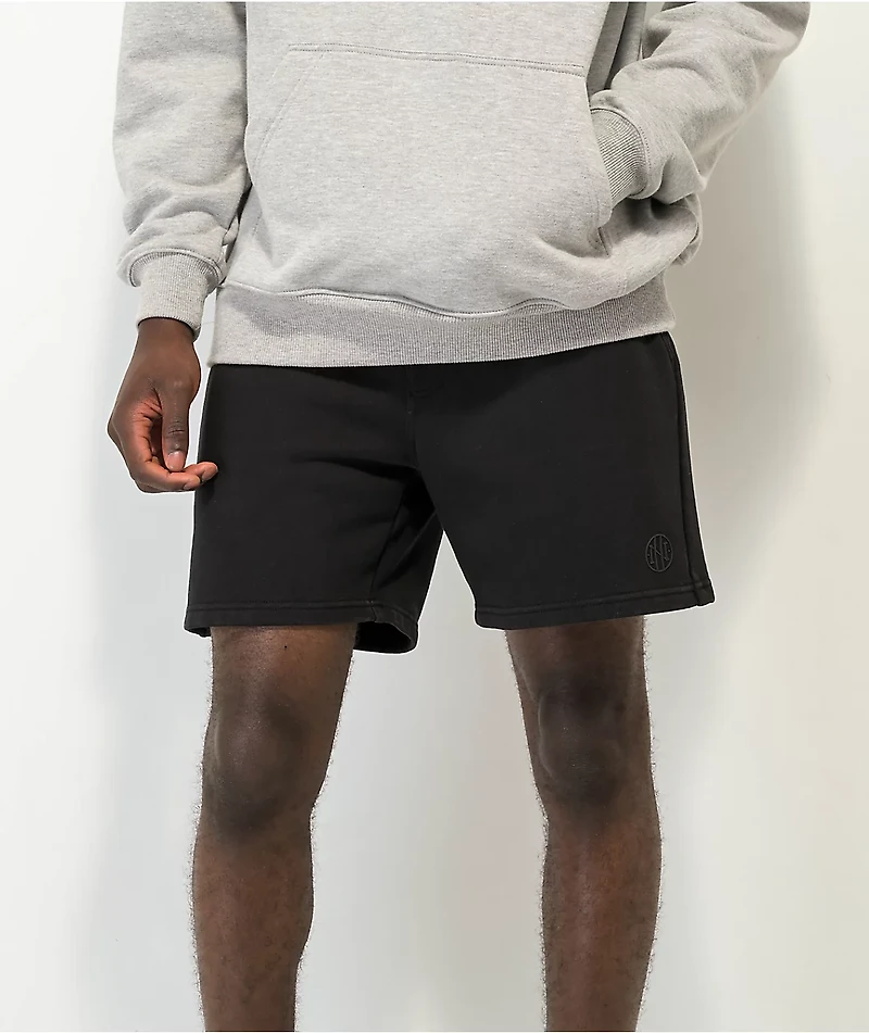 Ninth Hall Basic Black Wash Sweat Shorts
