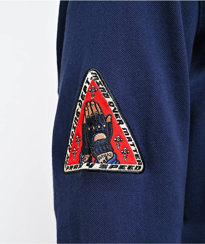 Ninth Hall Benchmark Red, Navy & Yellow Boxy Rugby Shirt
