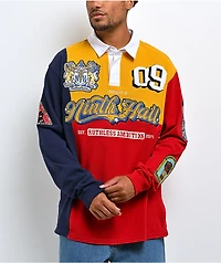Ninth Hall Benchmark Red, Navy & Yellow Boxy Rugby Shirt