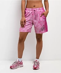 Ninth Hall Billie Lace Print Pink Mesh Shorts
