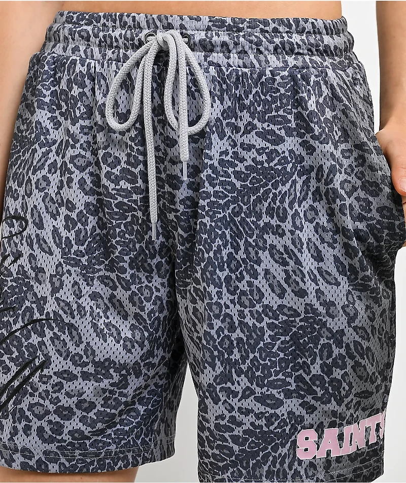 Ninth Hall Billie Leopard Grey Mesh Shorts