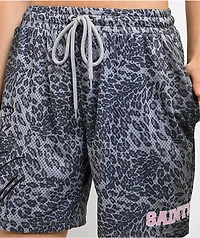 Ninth Hall Billie Leopard Grey Mesh Shorts