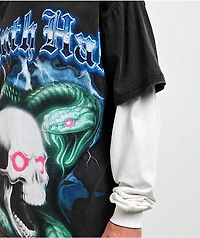 Ninth Hall Black Light Charcoal & White 2fer Long Sleeve T-Shirt