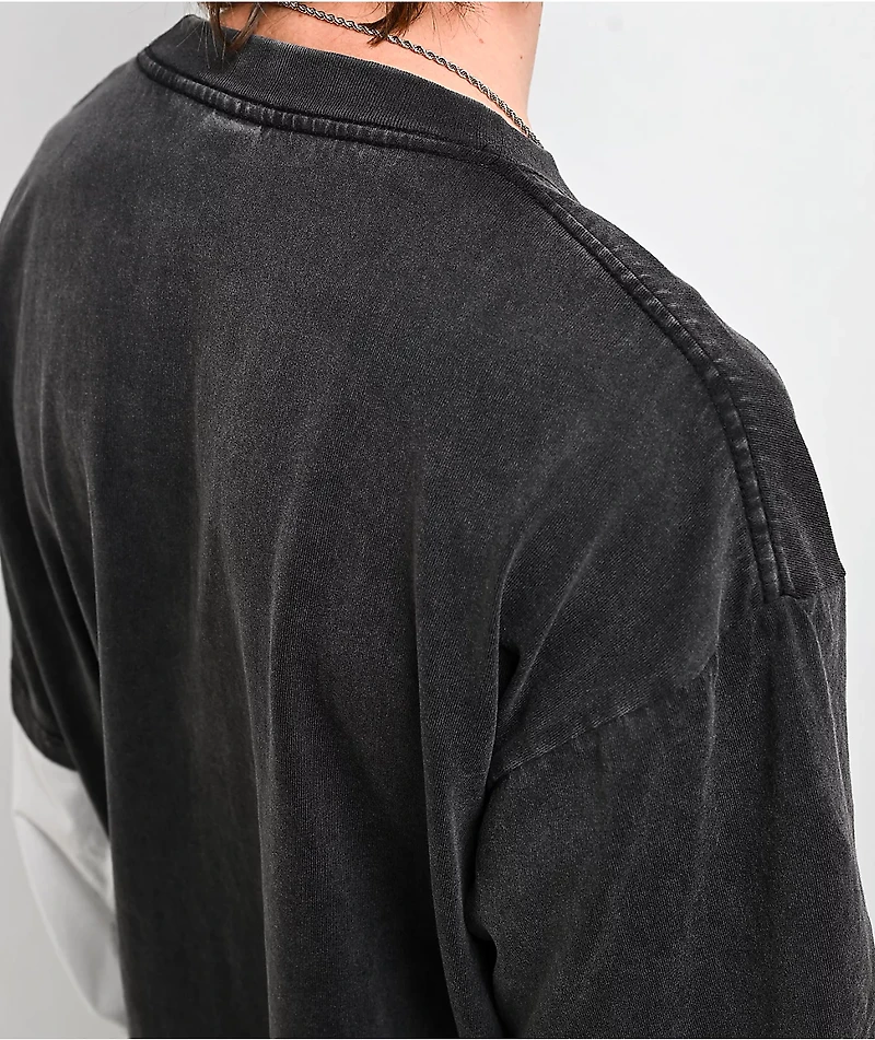 Ninth Hall Black Light Charcoal & White 2fer Long Sleeve T-Shirt