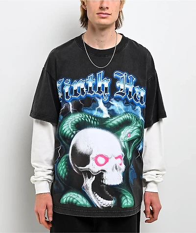 Ninth Hall Black Light Charcoal & White 2fer Long Sleeve T-Shirt
