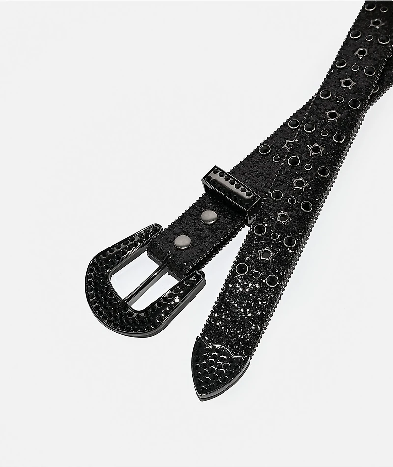 Ninth Hall Bling It On Glitter Western Black Belt
