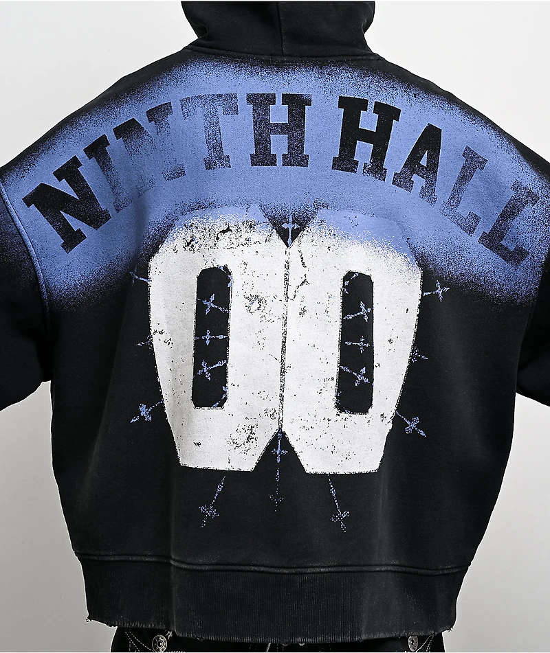 Ninth Hall Bloodshot Black Wash Crop Hoodie