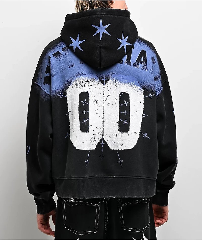Ninth Hall Bloodshot Black Wash Crop Hoodie