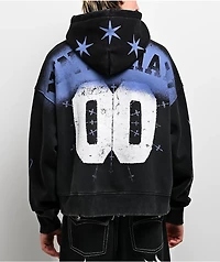 Ninth Hall Bloodshot Black Wash Crop Hoodie