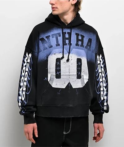 Ninth Hall Bloodshot Black Wash Crop Hoodie