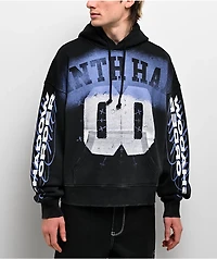 Ninth Hall Bloodshot Black Wash Crop Hoodie