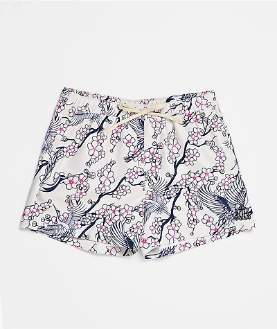 Ninth Hall Blossom Crane White Board Shorts