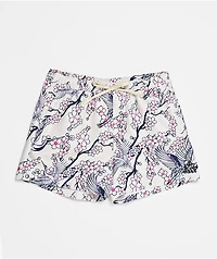 Ninth Hall Blossom Crane White Board Shorts