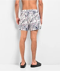 Ninth Hall Blossom Crane White Board Shorts