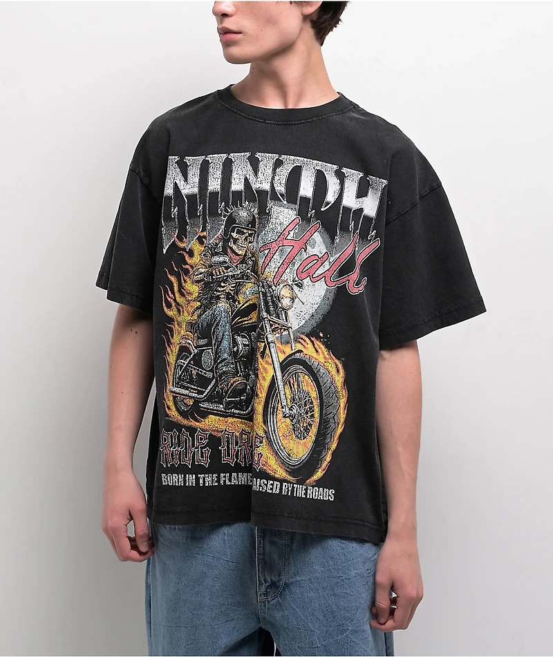 Ninth Hall Born In Flames Black Wash T-Shirt