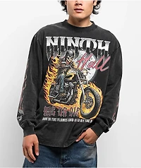 Ninth Hall Born In Flames Vintage Black Long Sleeve T-Shirt
