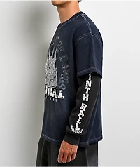 Ninth Hall Champions Navy & Black Wash 2fer Long Sleeve T-Shirt