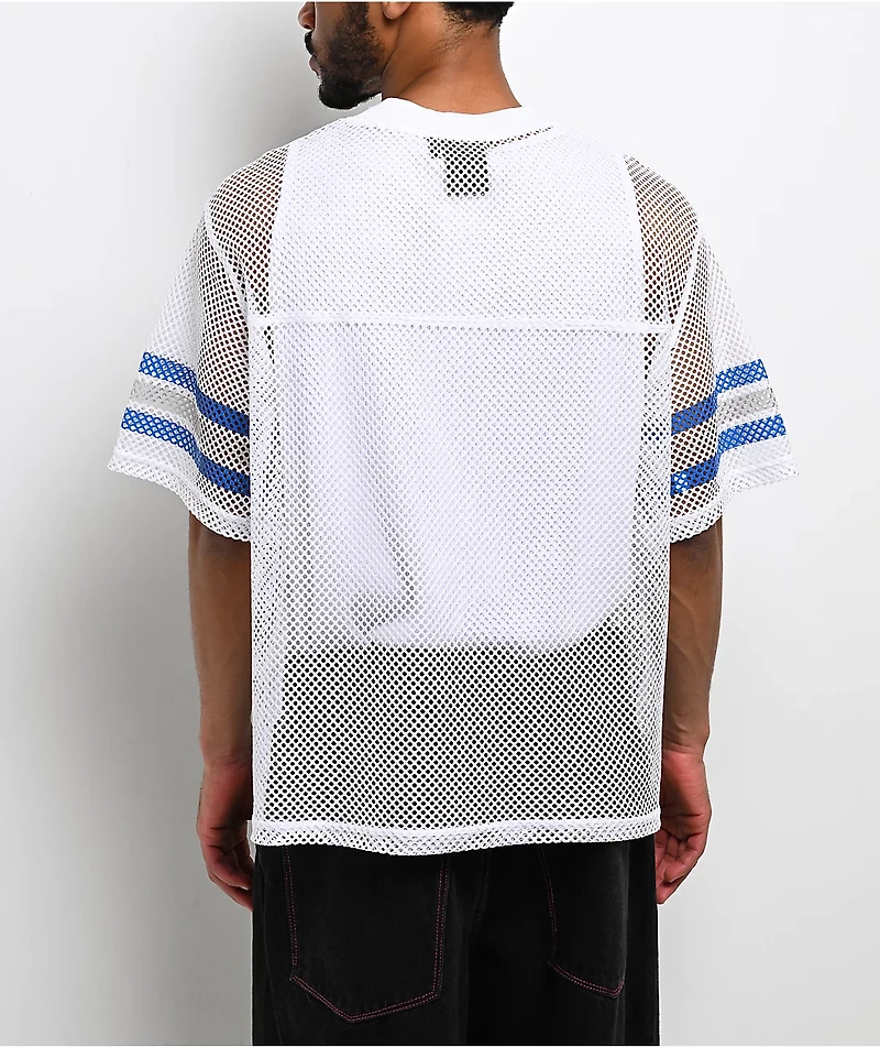 Ninth Hall Chat White & Blue Mesh Jersey