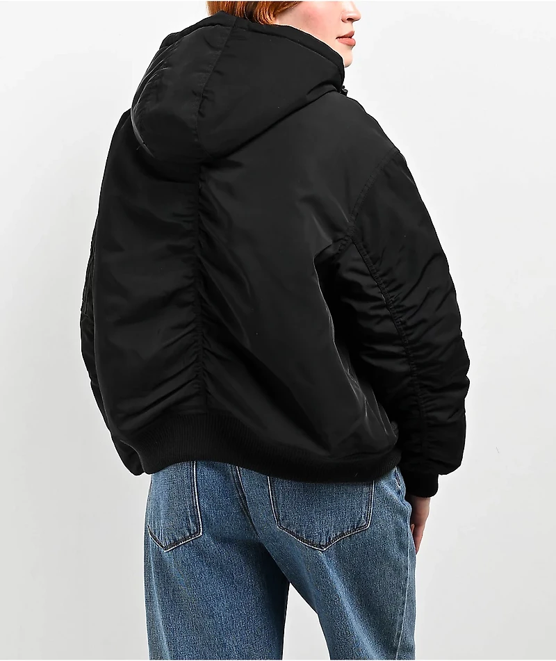 Ninth Hall Colby Black Hooded Bomber Jacket