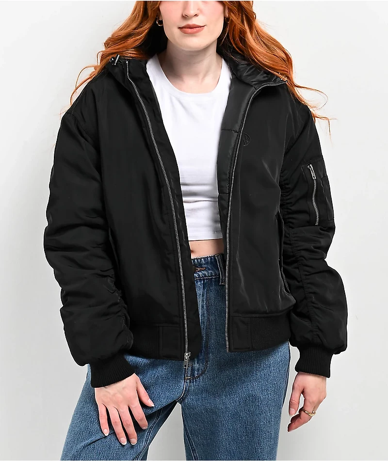 Ninth Hall Colby Black Hooded Bomber Jacket