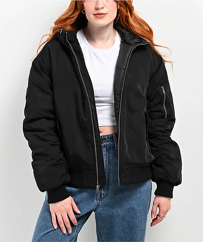 Ninth Hall Colby Black Hooded Bomber Jacket