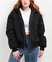 Ninth Hall Colby Black Hooded Bomber Jacket