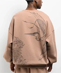 Ninth Hall Crane Brown Oversized Crewneck Sweatshirt
