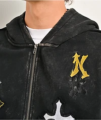 Ninth Hall Cross Black Wash Crop Zip Hoodie